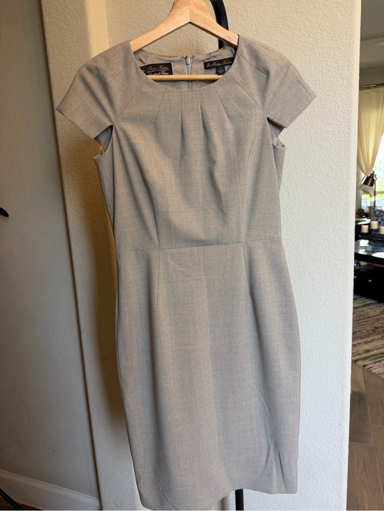 Brooks Brothers Dresses & Skirts - Brooks Brothers Light Gray Cap-Sleeve Sheath Midi Dress